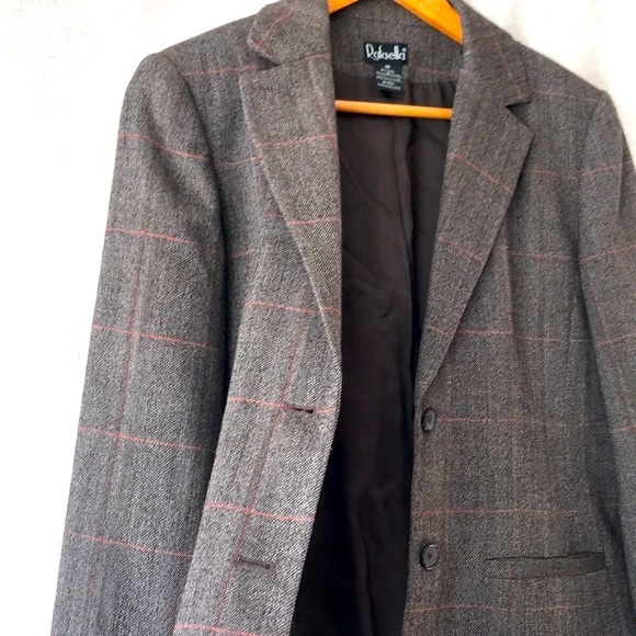Wool Grid Pattern Blazer - Picture 3 of 3
